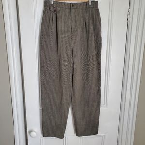 Vintage Grey Plaid Tapered Trousers